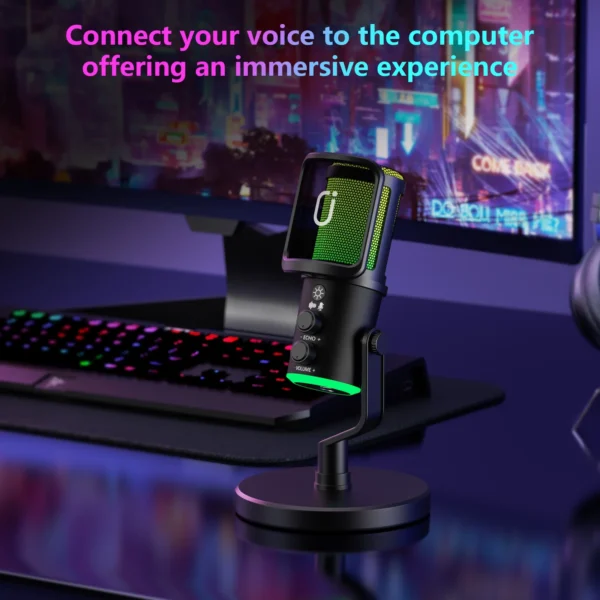 【Kostenloser Versand】Dynamisches Gaming-Mikrofon, USB-Mikrofon mit Geräuschunterdrückung, RGB-Licht, Einstelliges Stummschalten, Anti-Vibrationsständer, Pop-Filter, für PC/Mac/PS5/PS4, Streaming/Aufnahme/Podcast, Headset inklusive - Image 6