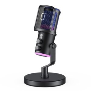 【Kostenloser Versand】Dynamisches Gaming-Mikrofon, USB-Mikrofon mit Geräuschunterdrückung, RGB-Licht, Einstelliges Stummschalten, Anti-Vibrationsständer, Pop-Filter, für PC/Mac/PS5/PS4, Streaming/Aufnahme/Podcast, Headset inklusive